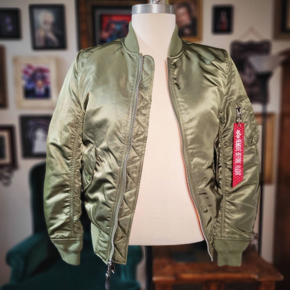 Alpha Industries Bomber Flight Jacket MA-1 Sage Green Military Style Coat XS S